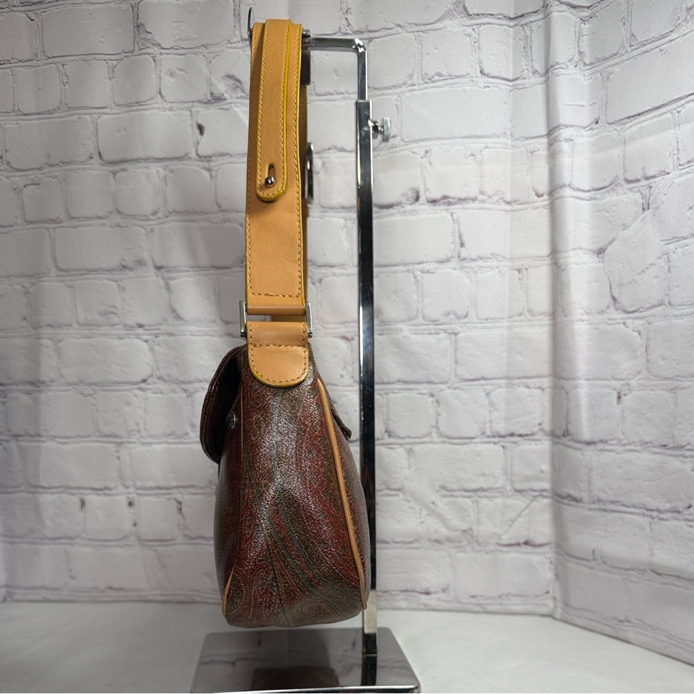 Vintage Etro Paisley Leather Lime Green Trim Purple Interior Silver Hardware EUC - Picture 11 of 13